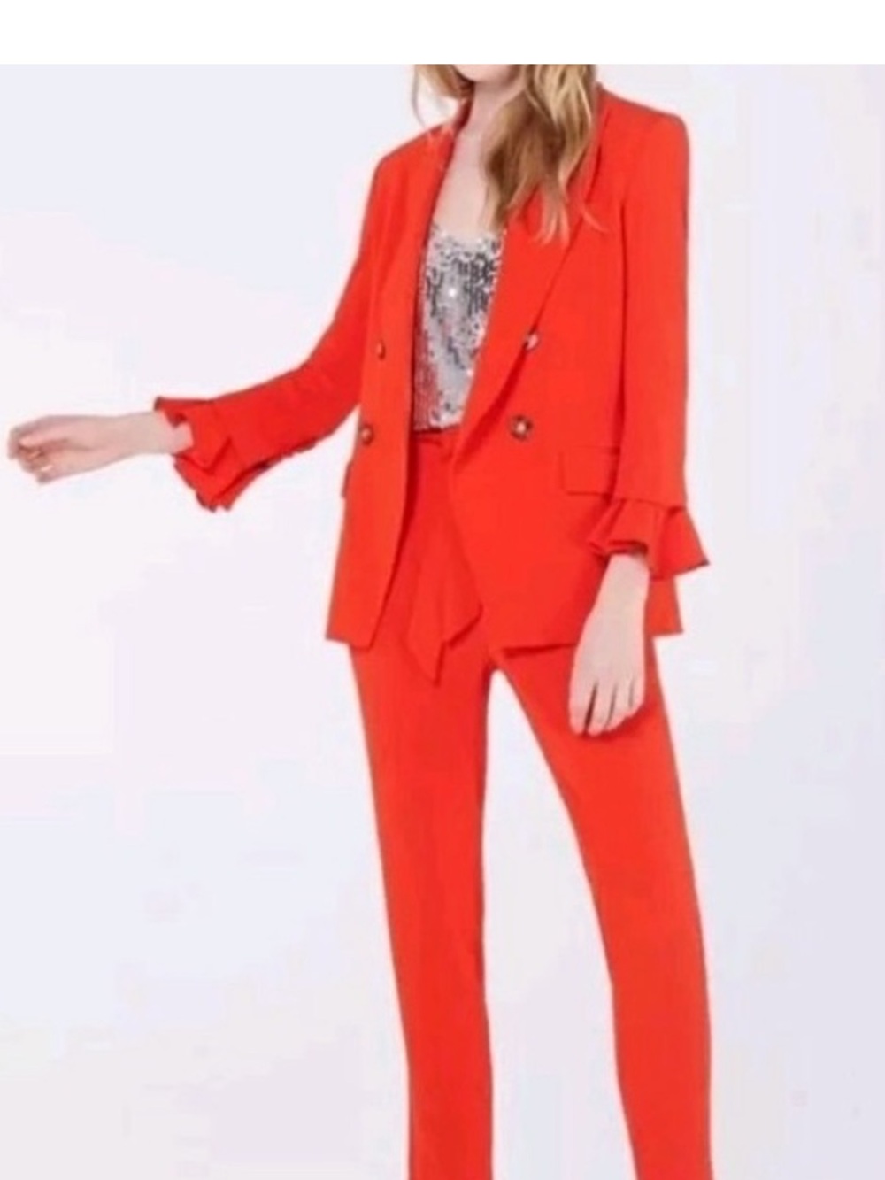 $690 VERONICA BEARD Dinah Double Breasted Ruffle Cuff Blazer Dickey Jacket Sz 2
